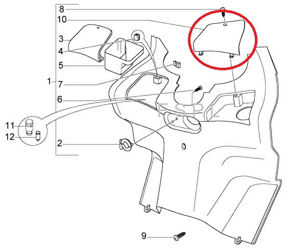 Piaggio X8 XEVO Compartment Panel RH Cover Genuine Piaggio Spare Parts 620994000P