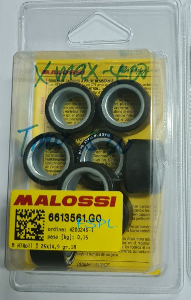 Yamaha Tmax 530 / Yamaha Xmax 400 Malossi Rollers Set (Size 25x14.9) For Original Variator (Copy)